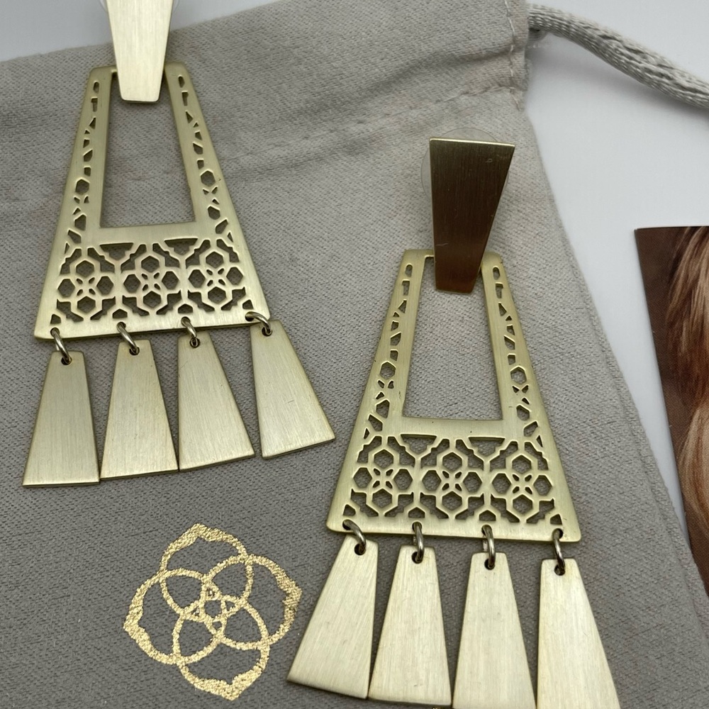 Kendra Scott Kase Gold Filigree Fringe Earrings